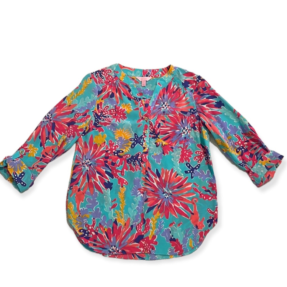 Lilly Pulitzer EUC Delray Silk Blouse - Picture 3 of 12